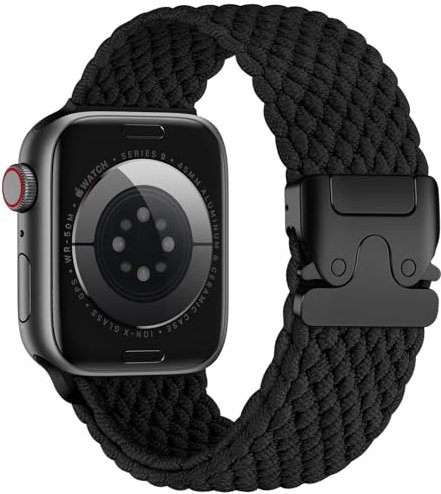 Epova Bracelet Tressé Compatible avec Apple Watch Bracelet 42mm 41mm 40mm 38mm - Homme Femme Élastique en Tissu Nylon Sport Bracelet pour iWatch SE 3 Series 11 10 9 8 7 6 5 4 3 2 1, Noir