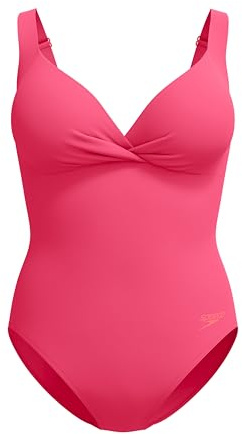 Speedo Femme Shaping CroS Knot One Piece Swimsuit | Shapewear | Beach and Holiday Swimwear, RASPBERY FILL/VERMIL, 44