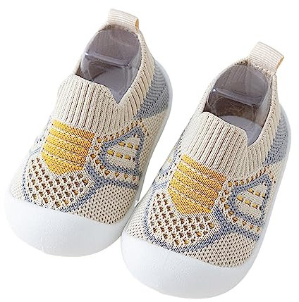Cozy Roots Krabbelschuhe, Krabbelschuhe Baby Babyschuhe Ab 1 Jahr Sommer Sockenschuhe Lauflernschuhe Outdoor Barfussschuhe Lernlaufschuhe Cosy Roots Laufsocken Lederpuschen, Yellow, XL