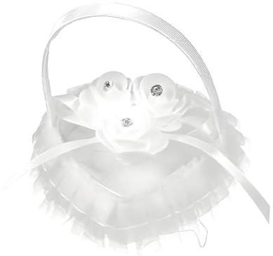 Herzform Ringkissen, Strass Ring Herzförmiger, Kissen Herzform Ringbox, Romantische Ehering, Ehering Kissen Mit Simulation Perle, für Heiratsantrag, Verlobung, Hochzeit Valentinstag (C)