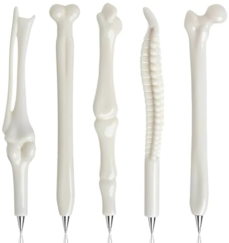 VAEIORP 5 Pcs Kreativ Neuheit Knochen Design Form Schwarz Tinte Kugelschreiber für Krankenschwester, Arzt, Freunde, Künstler, Schule, Büro, Geburtstagsgeschenk(0.5mm)