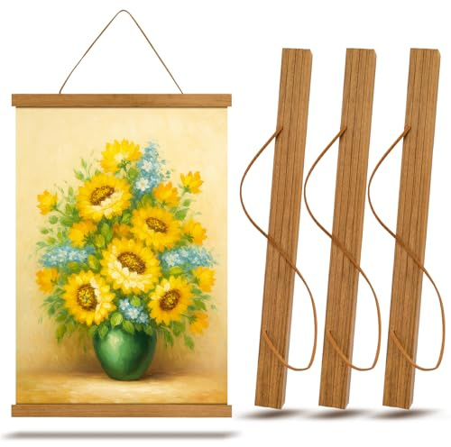 VZXZXE 3 Stück Magnetische Posterleiste 31cm, Holz Posterschiene A3 30x40cm Bilderrahmen – Magnetisch Poster Aufhänger für Poster, Fotos, Drucke und Kunstwerke