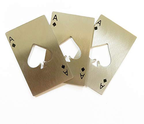 Happy Star® Poker Playing Card Ace of Spades Stainless Steel Metal Bottle Opener (1 pc)