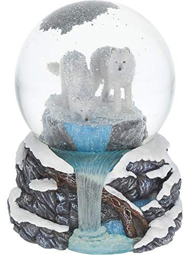 Nemesis Now, Warriors of Winter, Lisa Parker, Schneekugel mit Wolfsfiguren, 14,5 cm, weiß, Kunstharz und Glas, Einheitsgröße