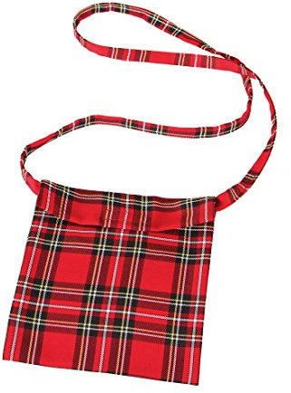 Amakando Schottentasche - mit Klettverschluss - Tasche Schottenmuster Accessoire Schottenrock Kostümzubehör Kilt Schultertasche Schottin Umhängetasche kariert