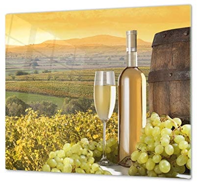 Chopping Board - Induction Cooktop Cover - Glass Cutting Board; Measures: Single: 23,62” x 20,47”; Double: 11,81” x 20,47”; D04 Drinks Series: Wine 28