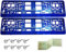 2 x Kennzeichenhalter Chrom BLAU Kennzeichenhalterung Vollverchromt