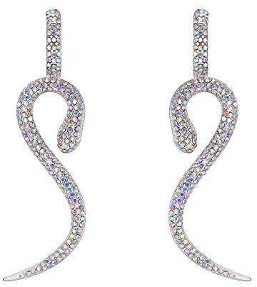 EVER FAITH Damen Ohrringe Kristall Party Charm Schlangen Snake Mode Tier Ohrhänger Irisierende klar AB Silber-Ton