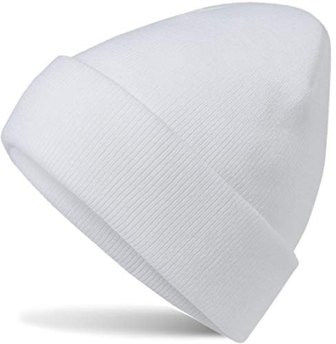 HatStar Wintermütze | Damen Beanie Mütze | Herren Feinstrick Beanie | für Frauen Männer Unisex | Cuffed Hats Weich & Warm (Weiss)
