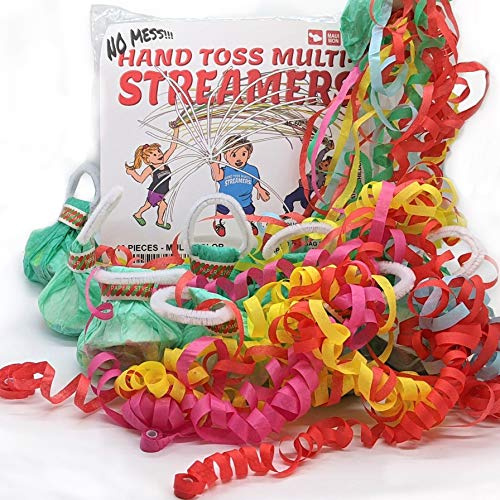 Hand Toss Multi-Streamers - Throw Streamers - 10 Pack - Multi Color - Birthday Parties - No Mess - Dazzling Paper Streamer - Performance Accessory - Cascading Multi Colored Streamers
