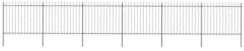vidaXL Garden Fence Spear 10.2x1.5m Outdoor Panel Barrier Border Decorative Landscape Privacy Edges Black Steel Rust-Resistant Metal