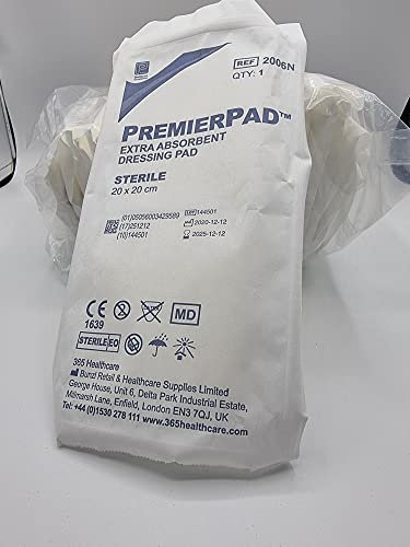 Premier Pad White Dressings, Sterile, 20cm x 20cm, Pack of 25