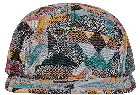 Hatphile Pattern Multi Color Stripe 5 Panel Hat (X-Large, Geo Blue Orange Grey)