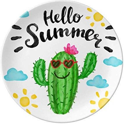 Hello Summer Kaktus-Teller, dekoratives Porzellan, Salver Geschirr
