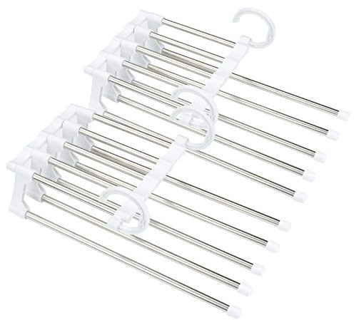 Fest 2 platzsparende Hosenbügel, Magic Pants Rack, Folding Magic Kleiderbügel aus Edelstahl, innovativer, Wäscheständer für Kleidung, Handtücher, Schals, Krawatten usw.