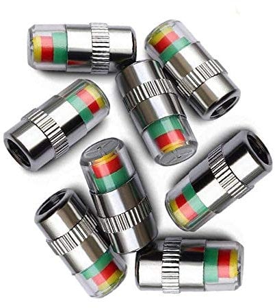 ANCLLO 4 Stück Auto-Reifendruck-Monitor-Ventilkappen, Sensor-Indikator, 3 Farben, Augenwarnung.