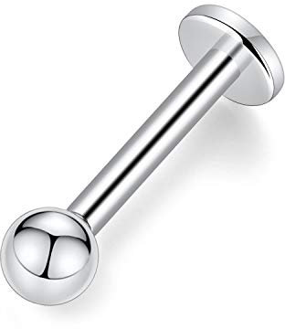 hengkaixuan G23 Titan-Lippenstifte mit flachem Rücken 16G Labret-Bolzen Tragus-Ohrstecker 8 mm Monroe-Piercing Fadenloser Push-In-Silber-Helix-Knorpel-Muschel-Ohrring Frauen-Mädchen-Piercing-Schmuck