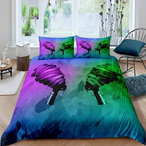 Juego de ropa de cama con diseño de bomba de humo, diseño de hip-hop, para niños, niñas, ropa de cama de microfibra y lino, color morado y verde
