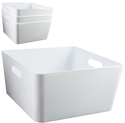 4 Stück Ordnungsboxen passend für Kallax - 15 cm hoch - weiß - 30x 30 cm - Ordnungskorb - Regalorganizer Wandregal