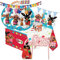 Kit N° 79 Coordinato Tavola Bing New decorazioni compleanno party coniglietto nero rosso + topper torta in legno buon compleanno rosa