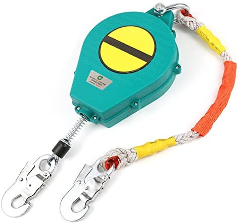 Aocay Höhensicherungsgerät 7m, Absturzsicherung Einziehbares für Dachdecker und Gerüstbau, Tragbar Fallschutz Auffanggerät, Personenfallbegrenzer mit Haken, Maximale Belastung 150kg