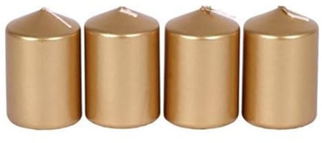 BURI Metallic-Stumpenkerzen Gold 4er-Set Adventskerzen Weihnachtskerzen Tischdeko