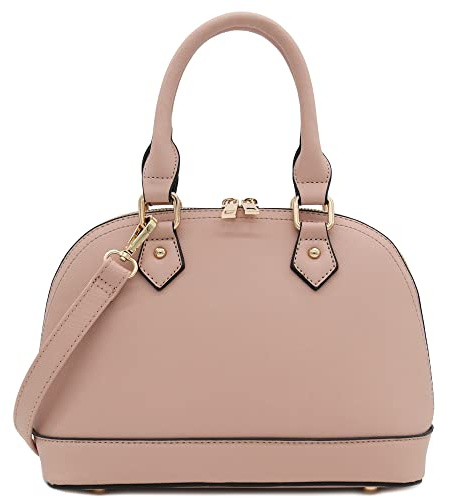 Zip-Around Saffiano Classic Dome Satchel, Dusty Pink, One Size