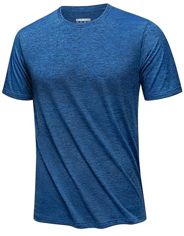 KEFITEVD Sportshirt für Herren Atmungsaktiv Funktionsshirt Leichtes Laufshirt Wander Tshirt Fahrrad Tshirt Mittelblau S