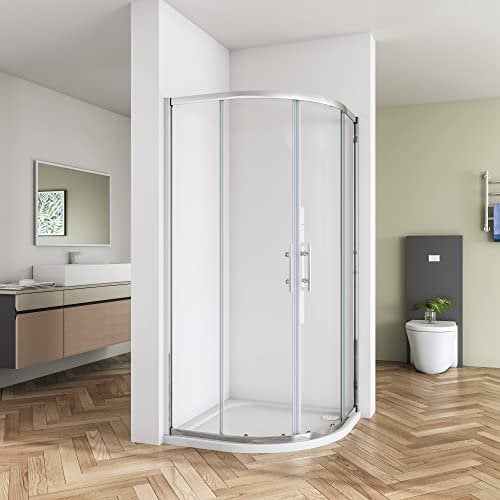 Box Doccia Semicircolare 90x90 cm H.195 cm Porta Scorrevole Vetro Temperato Trasparente di Spessore 6 mm Anticalcare Profilo Cromo Lucido