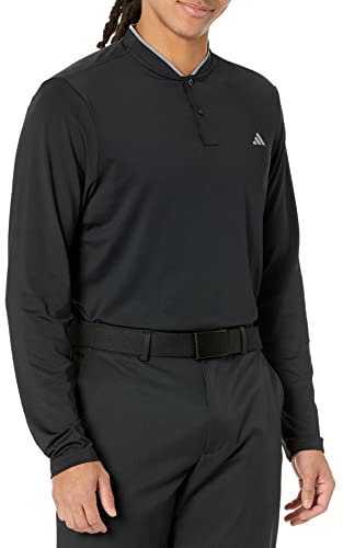 adidas Men's Long Sleeve Golf Polo Shirt, Black, Medium
