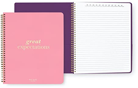 Kate Spade New York Large College Ruled Notebook, 11 x 9.5 Pink Spiral Notebook with 160 Pages, Great Expectations