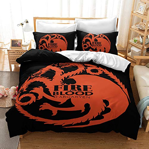 Game of Thrones Familien-Bettwäsche-Set Für Kinder, Cartoon-gedruckte Bettdecke, Einzelbettbezug-Set, King-Size-Bettwäsche (Stil 07,135 x 200 cm)
