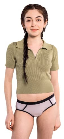 SELENACARE Periodenunterwäsche Teenager Sporty - Menstruationsunterwäsche für Teens, waschbar, 100% vegan, nachhaltig, 20ml Absorption, Grau, Größe 164