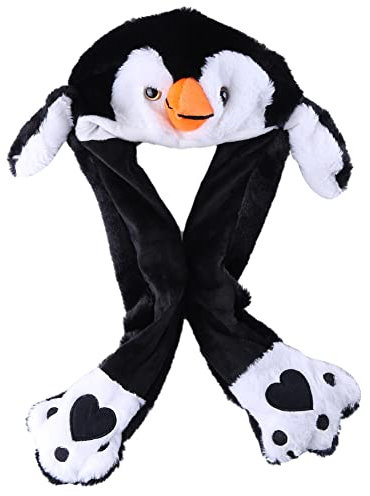 Beweglichen Ohren Hut, LED Plüsch Hase Hut Tier Kaninchen Pinguin Wackelohren Hut Lustige Plüschhut Bewegliche Ohren Hasenohren Hut Halloween Hüpfmütze für Karneval Themenparty Fasching