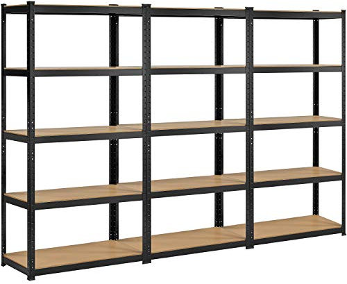 Yaheetech 3X Lagerregal mit 5 Höhenverstellbaren Regalböden Schwerlastregal Steckregal Werkstattregal, 270 × 45 × 180 cm, 265 kg Last je Regalboden