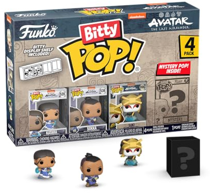 Funko Bitty POP! 4 Pack: Avatar: TLA - Katara, Sokka, Suki + Mystery | Offizielles Anime Merch - Winzige Mini Figuren mit Display Regal - Tortendeko, Mitgebsel und Wichtelgeschenk