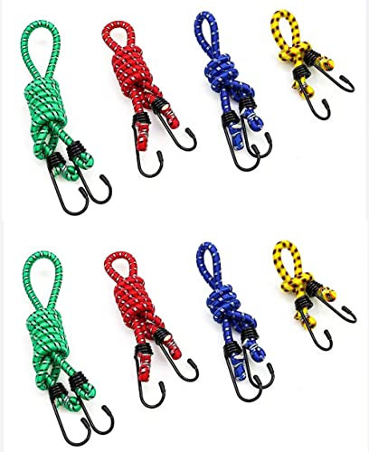 Bungee Cords with Hooks Heavy Duty Pack of 8 Weatherproof & UV-Resistant Elastic Bungee Straps – Ideal for Securing Luggage, Camps, Tarps, Garden Furniture, Wheelie Bin Lid Covers
