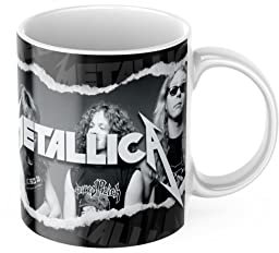 newseny Taza para ROCKEROS y fans de la banda de rock METALLICA | Cerámica 350ml (Regalo Heavy Metal) (Metallica Rock 01)