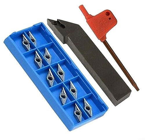 SVJCR1212H11 - Utensili per tornio 12 pezzi, 12 x 100 mm, 10 inserti in alluminio VCGT110304-AK H01 + 1 chiave T8, 12 pezzi