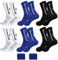 Grip Socken Fussball 6 Paare Football Socks, Fussballsocken Herren 39-46, Fußball Socken mit Grip für Damen Herren Kinder, Fussball Socken für Fussball Basketball Laufen Radfahren (Weiß/Schwarz/Blau)