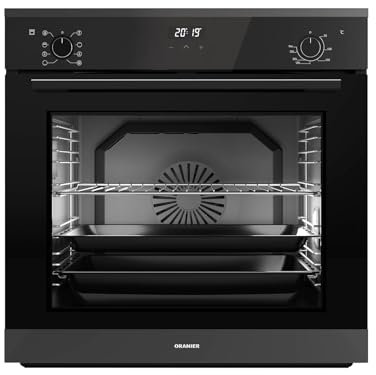 Oranier Einbau Backofen EBS420 autark schwarz 80 Liter Garraum - Soft-Close Tür - Knebel versenkbar - Elektro Einbaubackofen mit 9 Funktionen