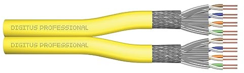 DIGITUS 500 m Cat 7A Netzwerkkabel – S-FTP (PiMF) Duplex – BauPVO B2ca – LSZH Halogenfrei – 1500 MHz Kupfer AWG 22/1 – PoE++ Kompatibel – LAN Kabel Verlegekabel Ethernet Kabel – Gelb