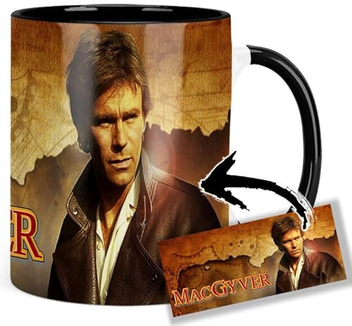 MacGyver Richard Dean Anderson B Tasse Innen & Henkel Schwarz Keramikbecher Mug