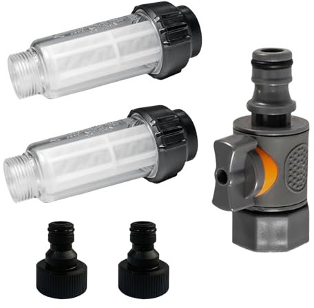 Sporgo 2 Stück Wasserfilter Wohnmobil: 3/4 Zoll Wasser Vorfilter Wasserfilter Ersatzsieb mit Schnelladapter und Regulierventil, Wasserfilter Wohnwagen Wohnmobil Zubehör für Caravan Gartenpumpe