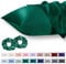 Vielit 2 Pack Satin Pillowcase for Hair and Skin Cooling,Soft as Silk Pillowcase for Hair and Skin,Easier Care than Silk Pillow Case Dark Green 50x75cm Gifts for Women Envelope & 2 Scrunchies