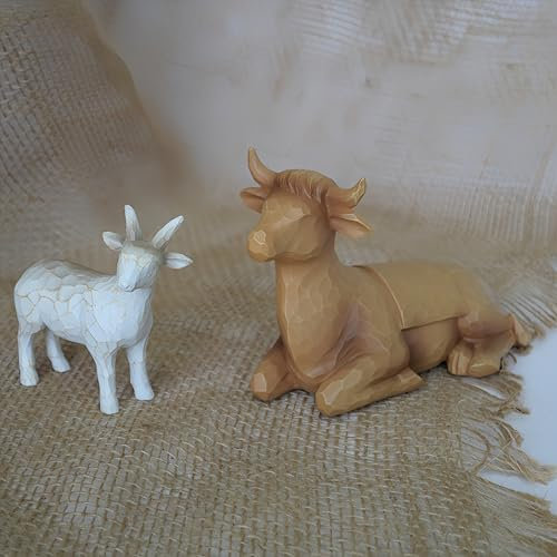 Stranthother 2PCS Nativity Animals Set Table Nativity Sets Christmas Nativity Figures 7 Inch Scale Resin Nativity Animals Set Tabletop Nativity Scene Table Centerpieces Decorations Indoor