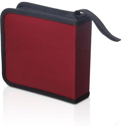 GANILITY CD-Tasche, Tasche für 40 Discs, CD/DVD-Tasche Aufbewahrungsschutz, CD-Aufbewahrungstasche für Haus und Auto (Rot)
