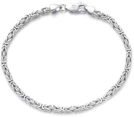 KnSam Bracelet Chaîne Maille Royale en Argent Véritable, 2.5mm, Bijoux Accessoire Unisexe Fantaisie