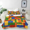 ANHOPE Bunte Geometrie Bausteine Bettwäsche Set 3 Teilig Weich Bettbezug 155x220 cm & 2 Kissenbezug 80x80 cm Microfaser Bettbezüge Set mit Reißverschluss Bettdeckenbezug für Kinder Jungen Mädchen