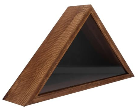 TEHAUX Holz Fahnenbox Dreieckige Aufbewahrungsbox FüR Nationalflaggen Rustikales Design Wanddekoration Wohnzimmer